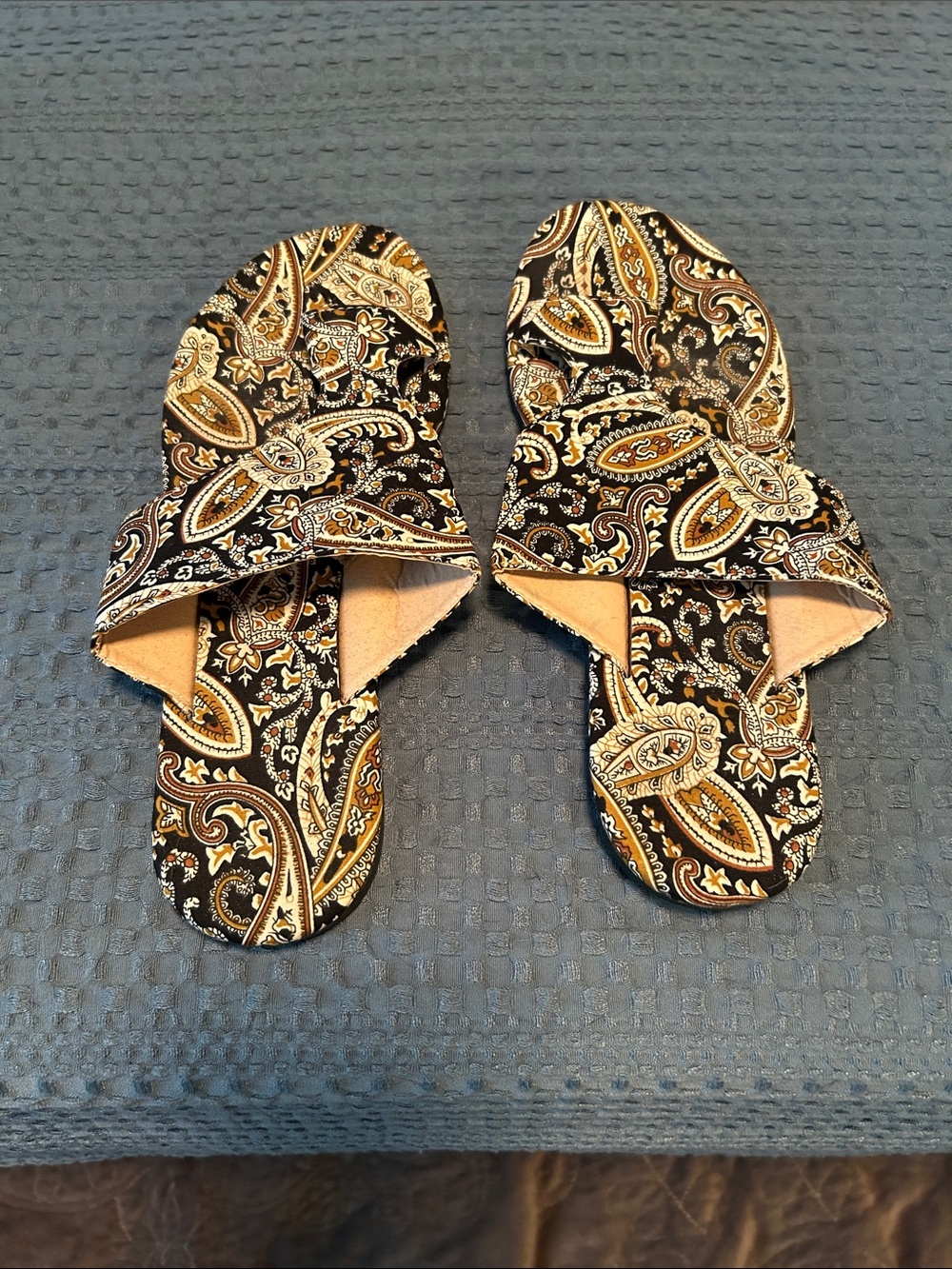 Women's Black Paisley Slide Sandals